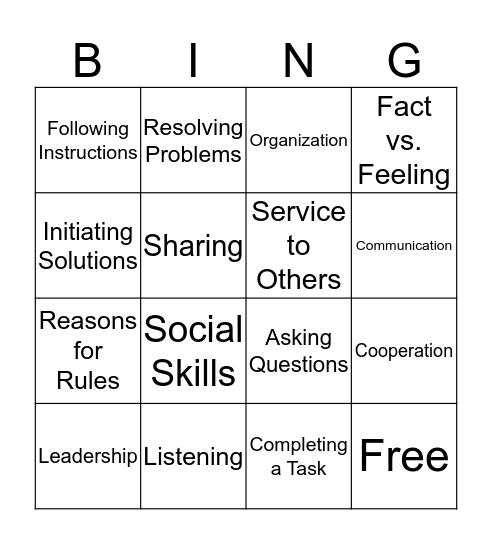 DWP Bingo Card