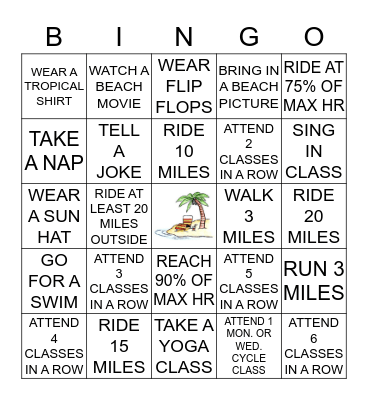 BEACH BLANKET BINGO SPIN Bingo Card