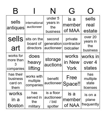 Find the member that fits in each box!  Bingo Card