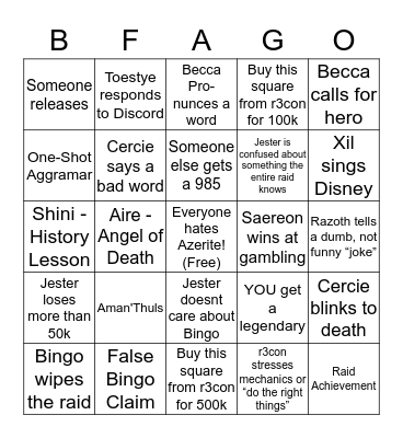 BFA sucks Bingo Card