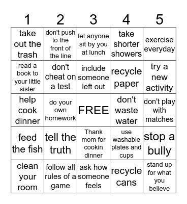 Girl Scout Law Bingo Card