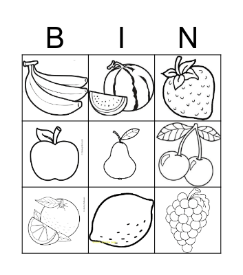 FRUITS Bingo Card