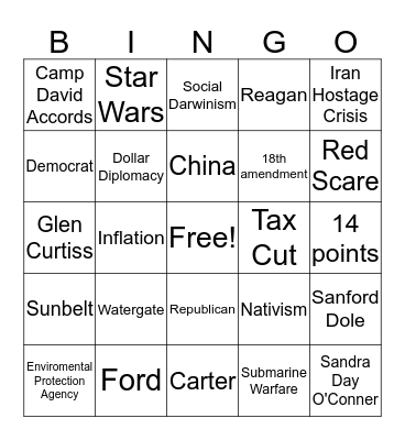 EOC Cards and 70's/80's Bingo Card