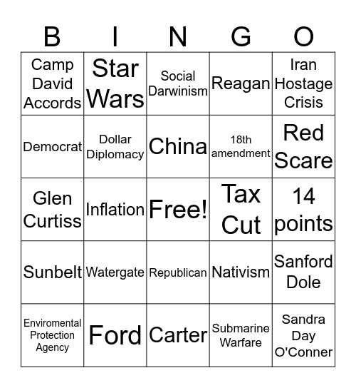 EOC Cards and 70's/80's Bingo Card