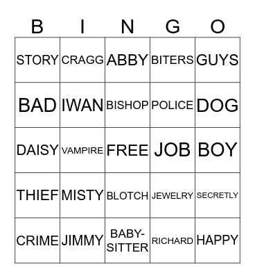 CRIME Bingo Card