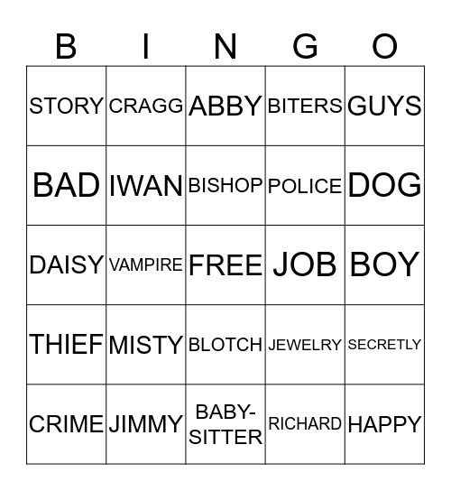 CRIME Bingo Card