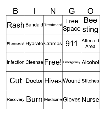 First Aid Bingo! Bingo Card