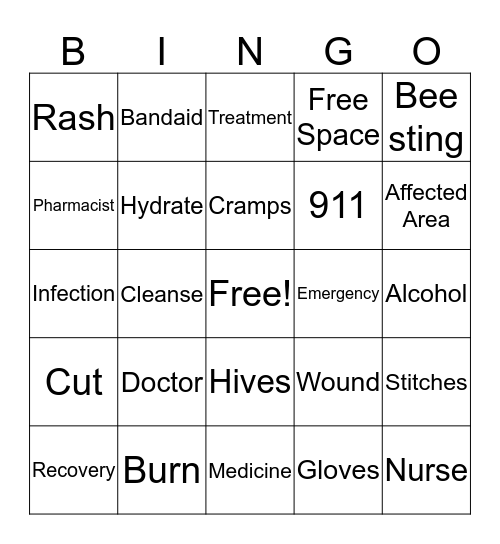 First Aid Bingo! Bingo Card