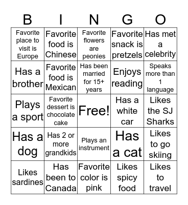 Social Bingo Card