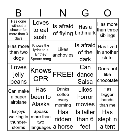 Icebreaker Bingo! Bingo Card