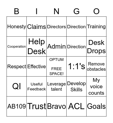 Optum Public Sector Bingo - Vital Signs Bingo Card