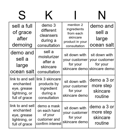 Skincare bingo! Bingo Card