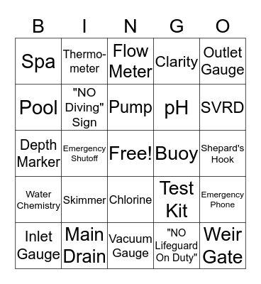 POOL SCHOOL 2018 Bingo Card