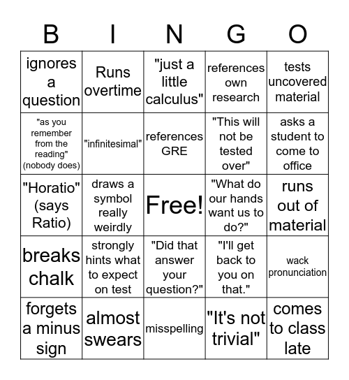 Approximately Bingo Card