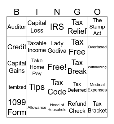 TAXES Bingo Card