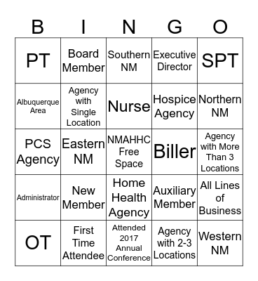Networking Bingo Card