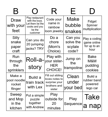 BORED BINGO Card