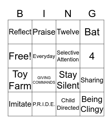 PCIT BINGO Card