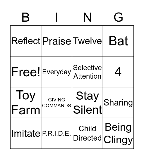 PCIT BINGO Card