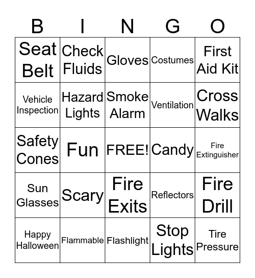 SWG Safety Bingo Card