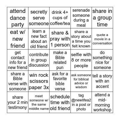 Be Here Now Bingo Card