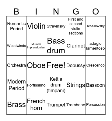 Orchestra BINGO Card