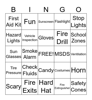 SWG Safety Bingo Card