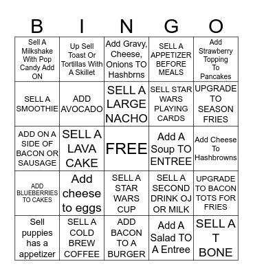 DENNYS BINGO Card