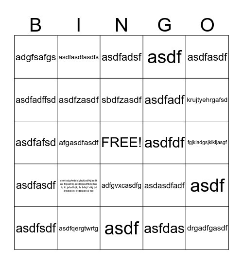 Prepostions Bingo Card