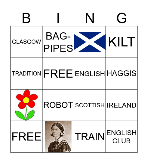 English Club Bingo Card