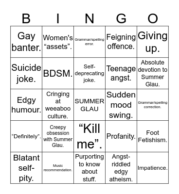Christopher's Messenger Bingo! Bingo Card