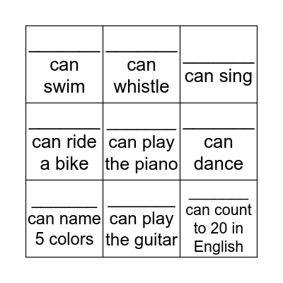 Can you? Bingo Card