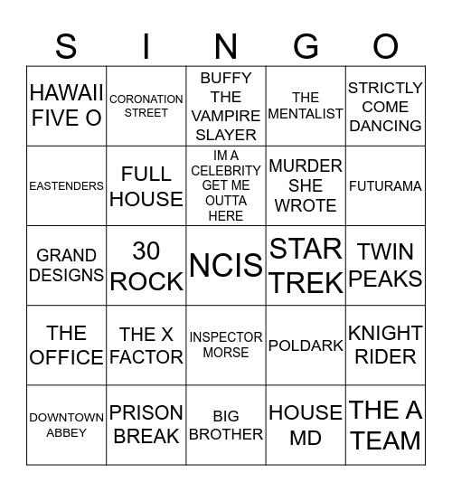 201 POPULAR TV THEMES Bingo Card