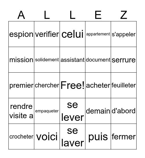 French II Semaine 24 Bingo Card