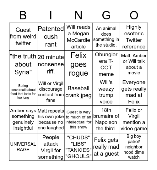 CHAPO BINGO Card