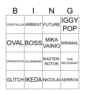 ALVA NOTO Bingo Card