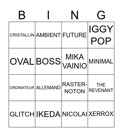 ALVA NOTO Bingo Card