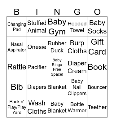 Kim's Baby Shower Bingo! Bingo Card