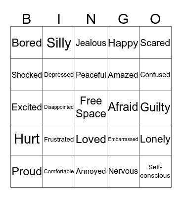 Feelings Bingo Card