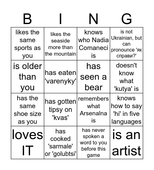 Find Someone who: Bingo Card