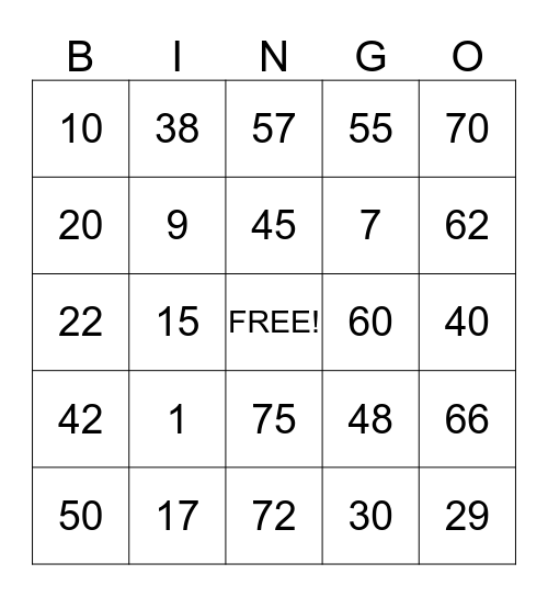 Untitled Bingo Card