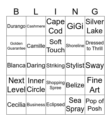 BLINGO Bingo Card
