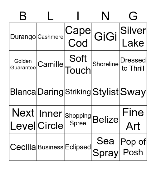 BLINGO Bingo Card