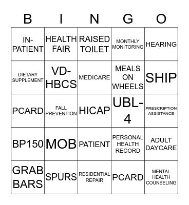 AREA AGENCY ON AGING  Bingo Card