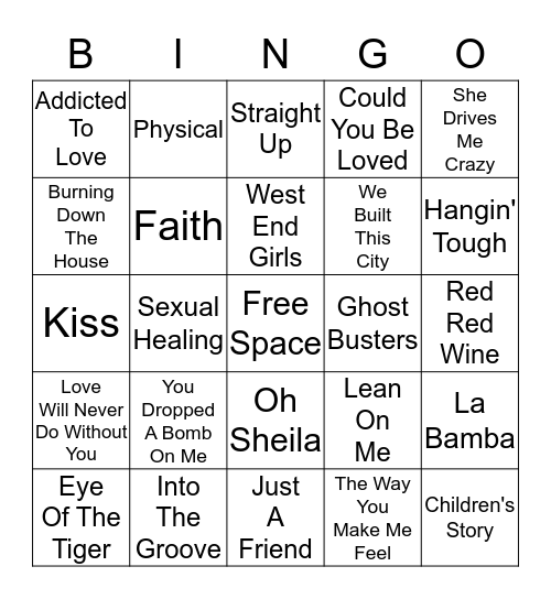 80s Music Card #4 Bingo Card