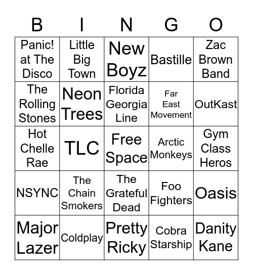 Name That Group #14 Bingo Card