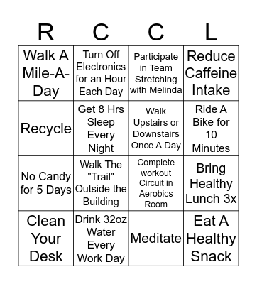 Fit Friday Bingo Card