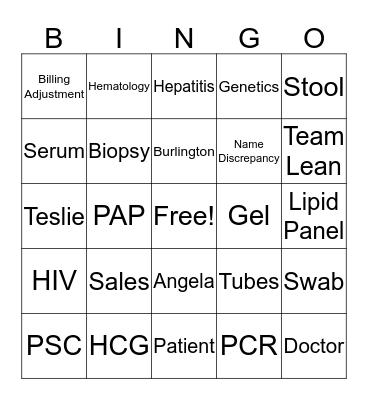 Lab Week Bingo Card