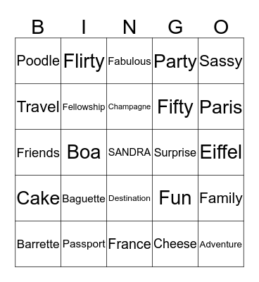 Sandra's Fifty  Bingo Card