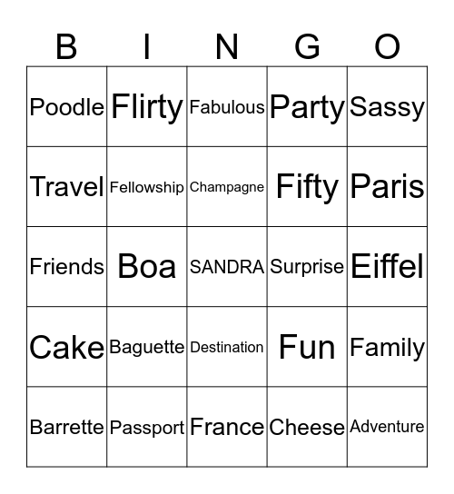 Sandra's Fifty  Bingo Card